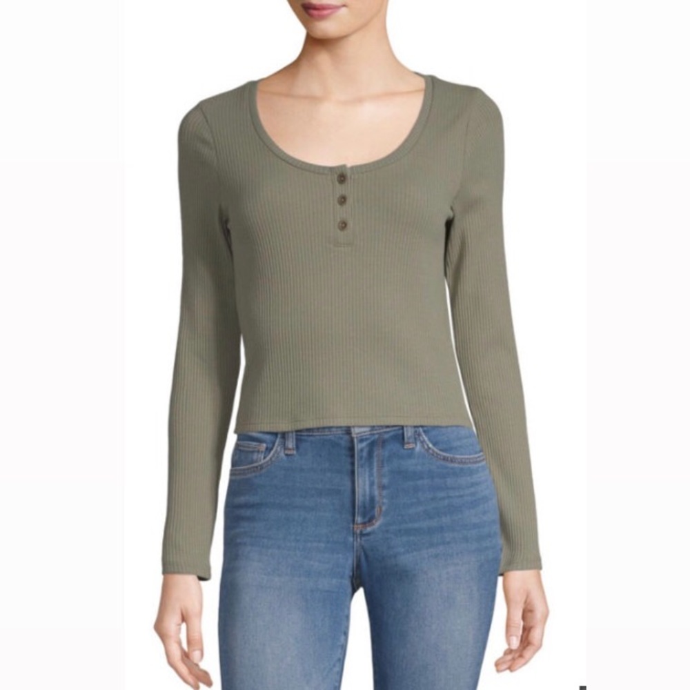 NWT Arizona Long Sleeve Henley Shirt Size Medium - Picture 6 of 7